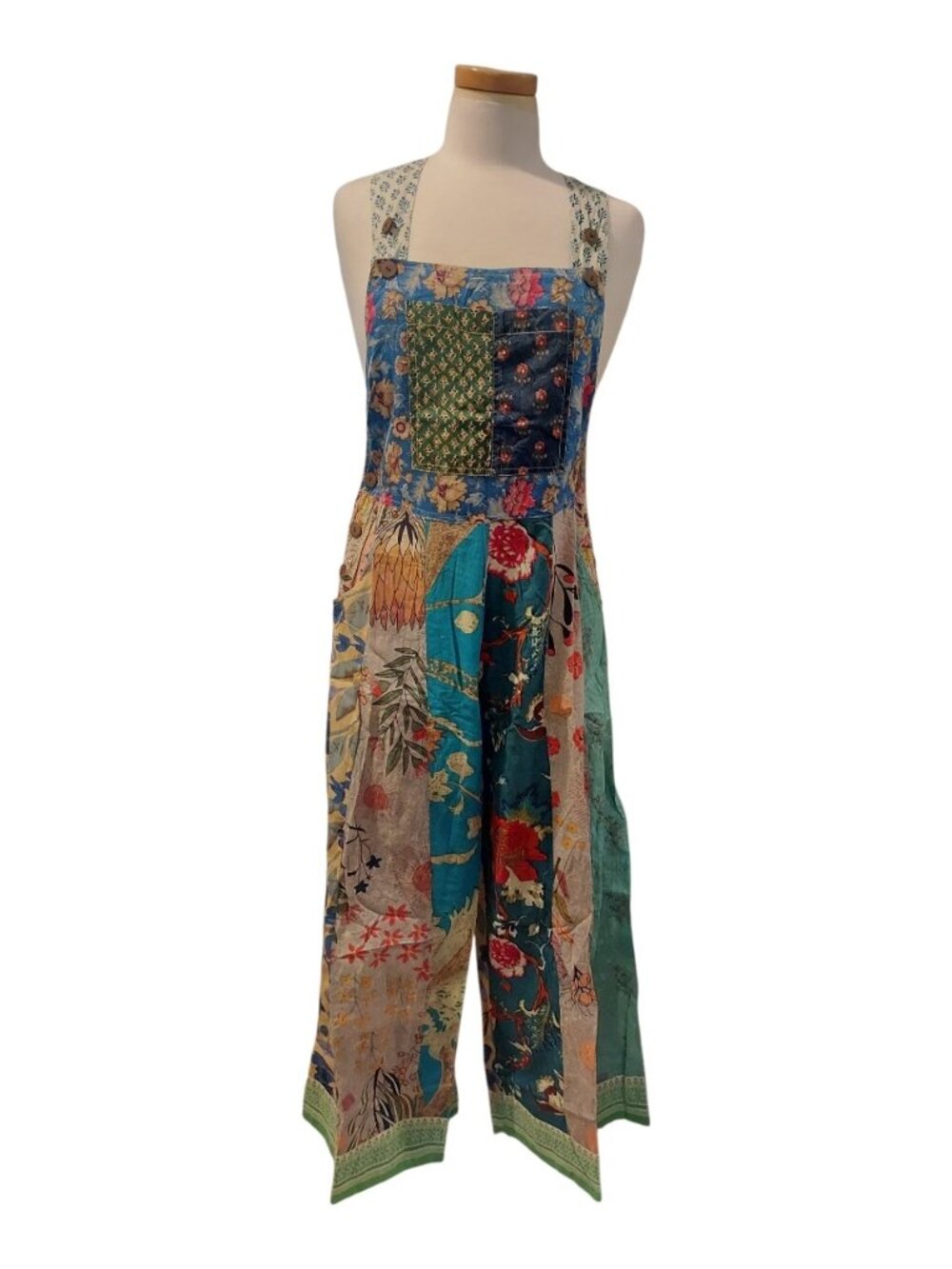 NWT Cotton Traveler Lounge Patchwork Overalls-Medium - Picture 6 of 6
